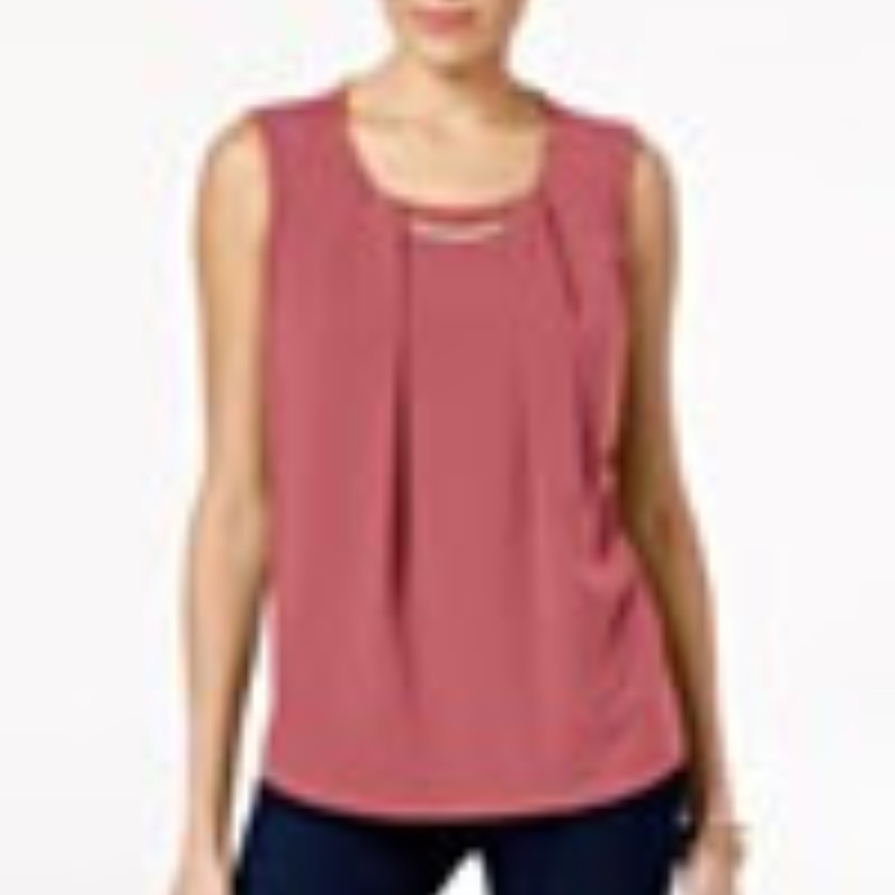 JM Collection Pleated Embellished Top